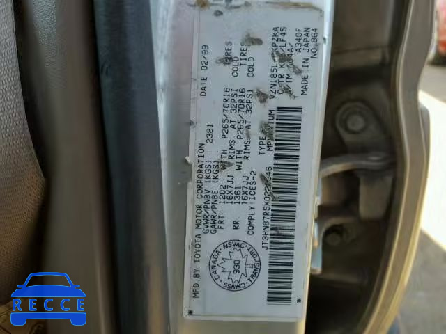 1999 TOYOTA 4RUNNER LI JT3HN87R5X0228646 image 9
