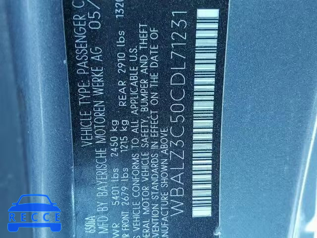 2012 BMW 650 I WBALZ3C50CDL71231 Bild 9