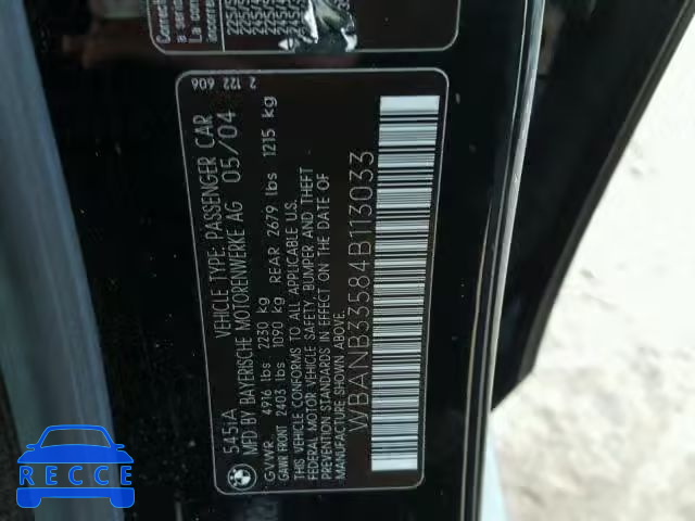 2004 BMW 545 I WBANB33584B113033 image 9