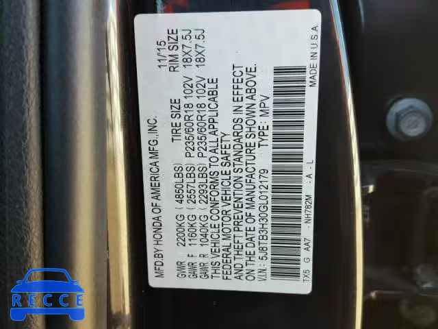 2016 ACURA RDX BASE 5J8TB3H30GL012179 image 9