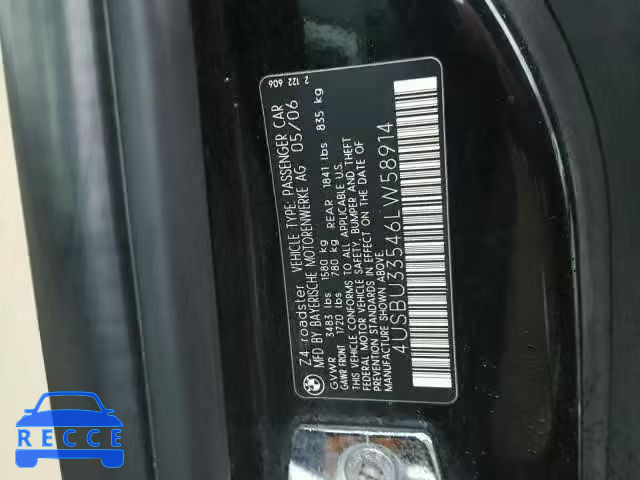 2006 BMW Z4 3.0 4USBU33546LW58914 image 9