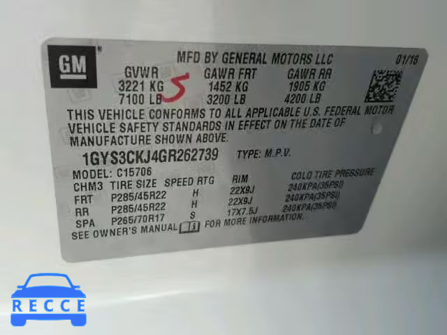 2016 CADILLAC ESCALADE P 1GYS3CKJ4GR262739 image 9