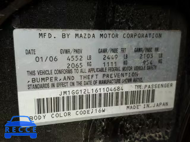 2006 MAZDA SPEED 6 JM1GG12L161104684 image 9