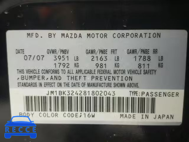 2008 MAZDA 3 S JM1BK324281802043 Bild 9