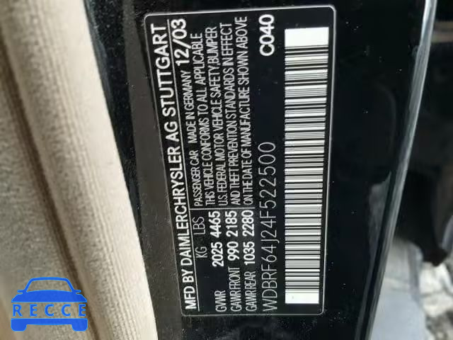 2004 MERCEDES-BENZ C 320 WDBRF64J24F522500 image 9