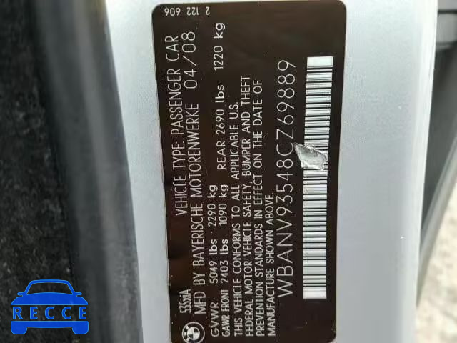 2008 BMW 535 XI WBANV93548CZ69889 image 9