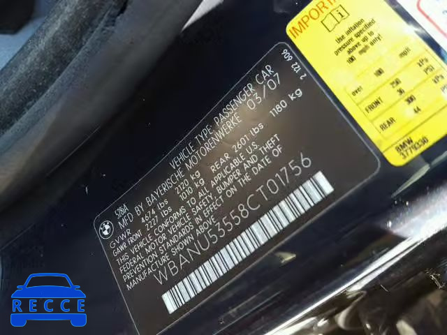 2008 BMW 528 I WBANU53558CT01756 image 9