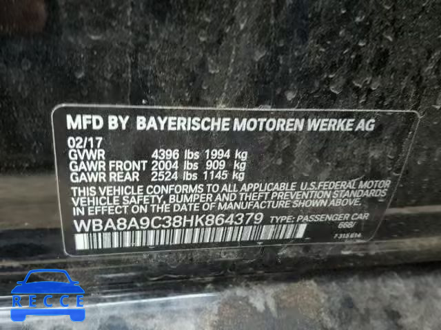 2017 BMW 320 I WBA8A9C38HK864379 зображення 9