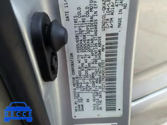 2004 TOYOTA 4RUNNER LI JTEZT17R240015707 image 9