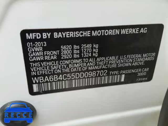 2013 BMW 650 XI WBA6B4C55DD098702 Bild 9
