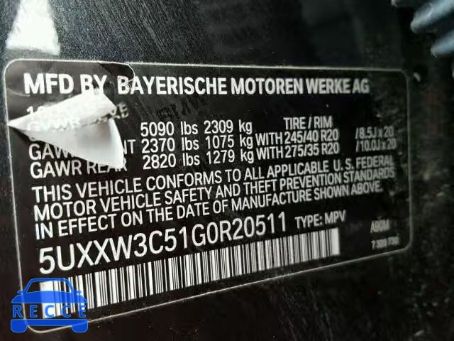 2016 BMW X4 XDRIVE2 5UXXW3C51G0R20511 image 9