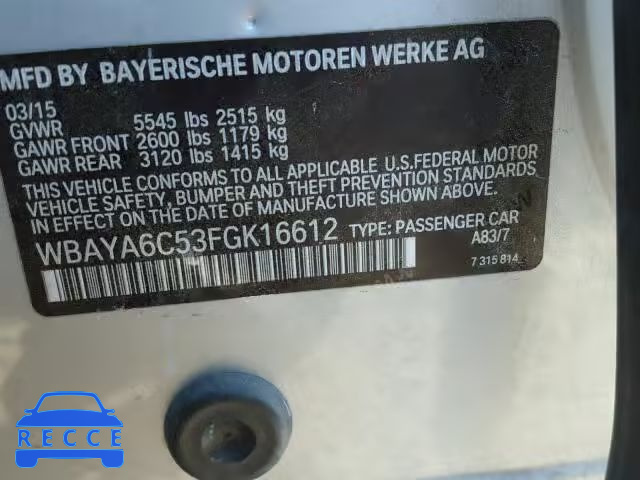 2015 BMW 740 I WBAYA6C53FGK16612 image 9
