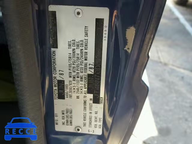 1987 TOYOTA PICKUP XTR JT4RN70D8H0048295 зображення 9
