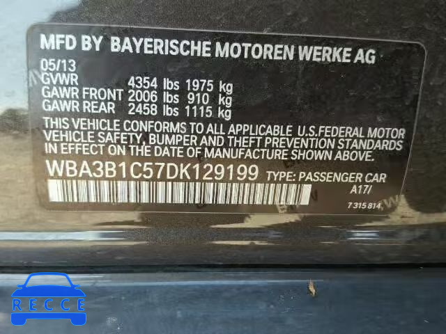 2013 BMW 320I WBA3B1C57DK129199 зображення 9