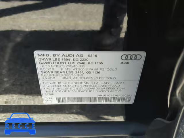 2016 AUDI Q3 PRESTIG WA1GFCFS7GR020253 image 9