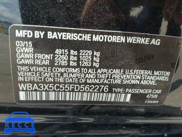 2015 BMW 328XI GT WBA3X5C55FD562276 Bild 9