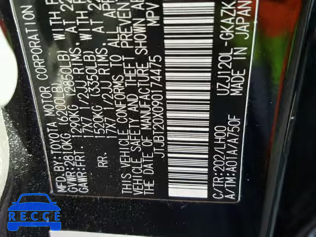 2009 LEXUS GX 470 JTJBT20X090174475 Bild 9