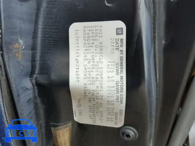 1988 PONTIAC FIERO 1G2PE1191JP214897 зображення 9