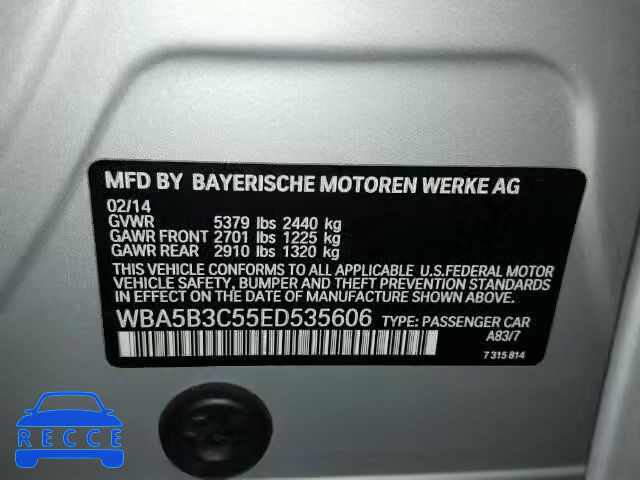2014 BMW 535XI WBA5B3C55ED535606 зображення 9
