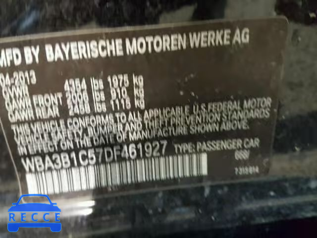 2013 BMW 320I WBA3B1C57DF461927 зображення 9