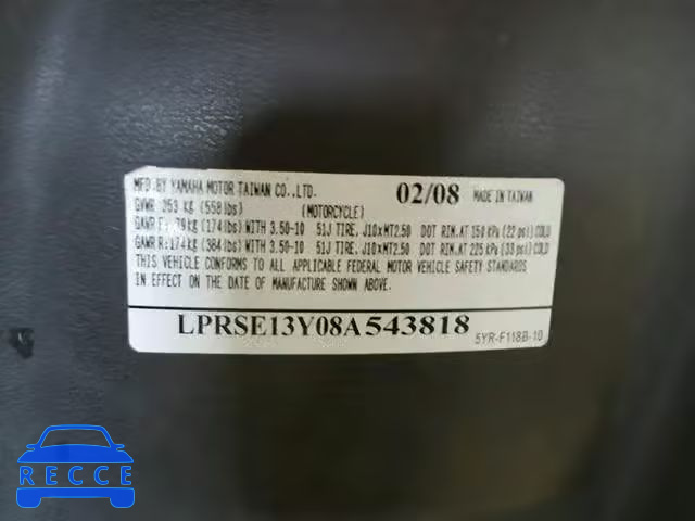 2008 YAMAHA YJ125 LPRSE13Y08A543818 image 9