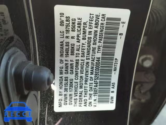 2011 HONDA CIVIC GX 19XFA4F52BE000044 Bild 9