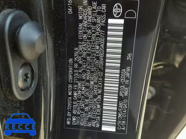 2016 TOYOTA MIRAI JTDBVRBD2GA000777 image 6