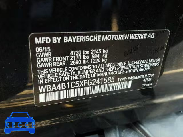 2015 BMW 435I GRAN WBA4B1C5XFG241585 image 9