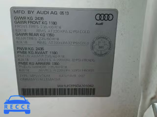 2013 AUDI Q5 WA1LFCFP5DA101062 зображення 9