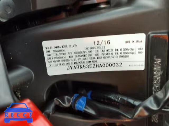 2017 YAMAHA FZ09 JYARN53E2HA000032 зображення 9