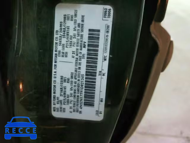 2001 NISSAN QUEST GLE 4N2ZN17T91D821345 image 9