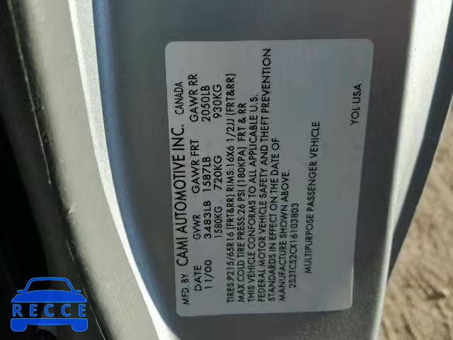 2001 SUZUKI VITARA JLS 2S3TC52CX16103803 image 9