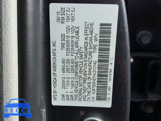 2017 ACURA RDX TECHNO 5J8TB3H57HL010142 image 9