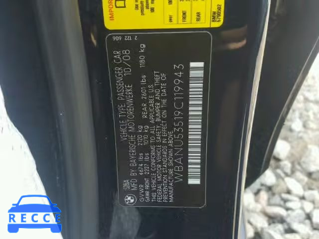 2009 BMW 528 WBANU53519C119943 image 9