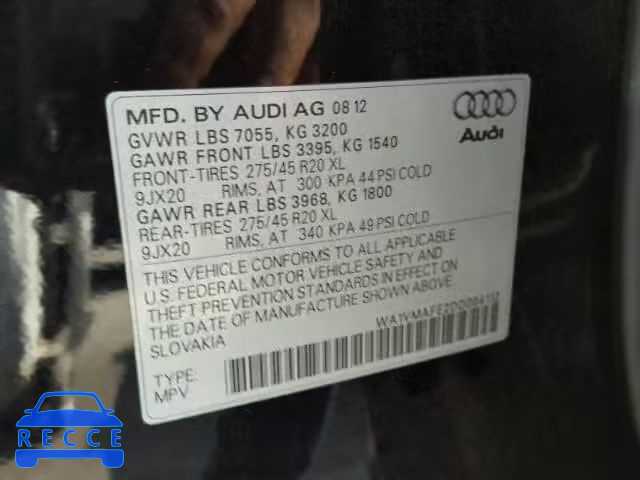 2013 AUDI Q7 PRESTIG WA1VMAFE2DD004112 image 9