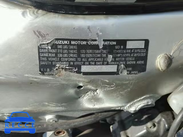 2002 SUZUKI GSX-R600 JS1GN7BA822101027 image 9