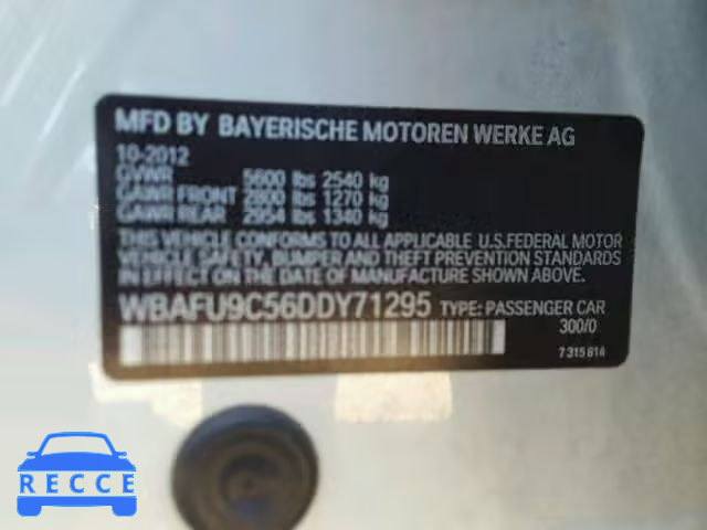 2013 BMW 550 WBAFU9C56DDY71295 зображення 9
