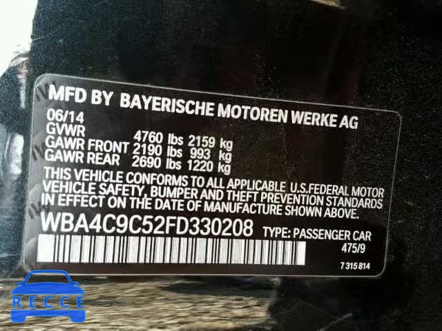 2015 BMW 428XI GRAN WBA4C9C52FD330208 Bild 9