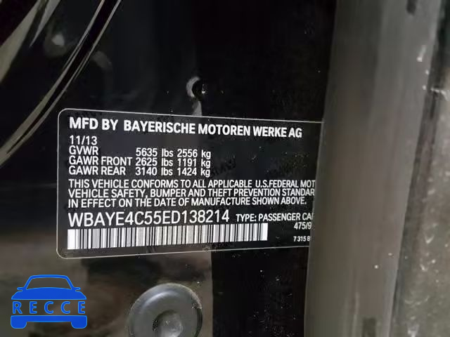 2014 BMW 740 LI WBAYE4C55ED138214 image 9