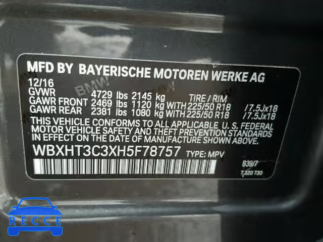 2017 BMW X1 WBXHT3C3XH5F78757 image 9