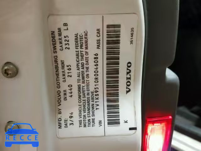 1994 VOLVO 960 YV1KS9510R0046086 Bild 9