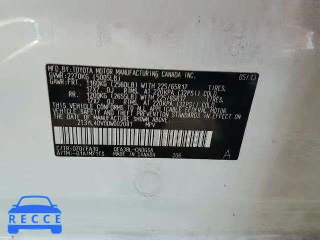 2013 TOYOTA RAV4 EV 2T3YL4DV0DW002081 image 9