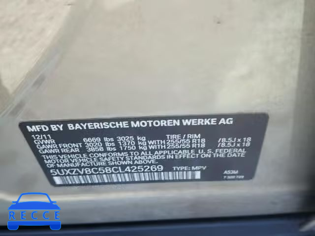 2012 BMW X5 XDRIVE5 5UXZV8C58CL425269 image 9