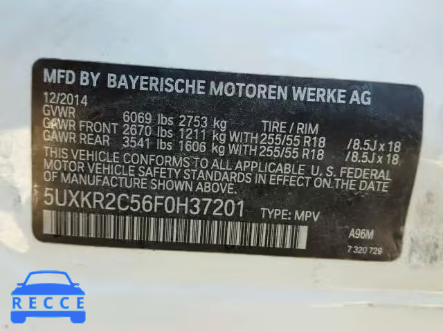 2015 BMW X5 SDRIVE3 5UXKR2C56F0H37201 image 9