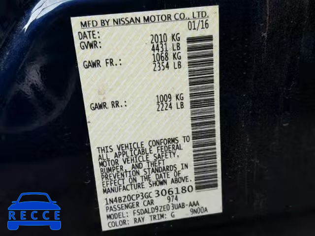 2016 NISSAN LEAF 1N4BZ0CP3GC306180 image 9