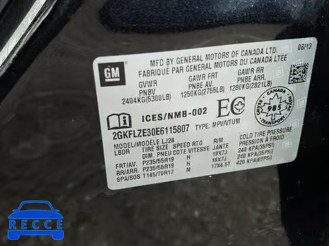 2014 GMC TERRAIN DE 2GKFLZE30E6115807 Bild 9