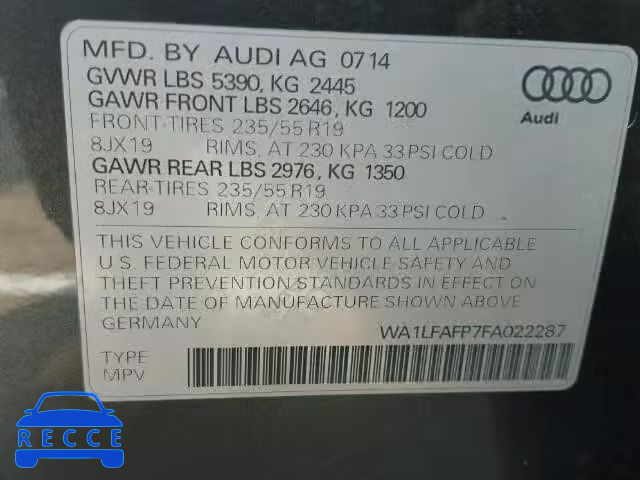 2015 AUDI Q5 WA1LFAFP7FA022287 image 9