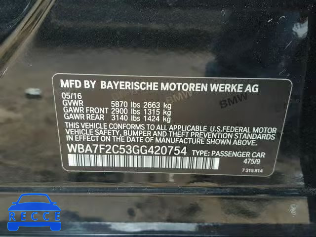 2016 BMW 750 XI WBA7F2C53GG420754 Bild 9