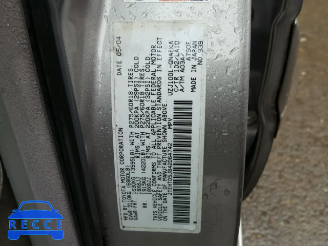 2004 TOYOTA LAND CRUIS JTEHT05J842064742 image 9