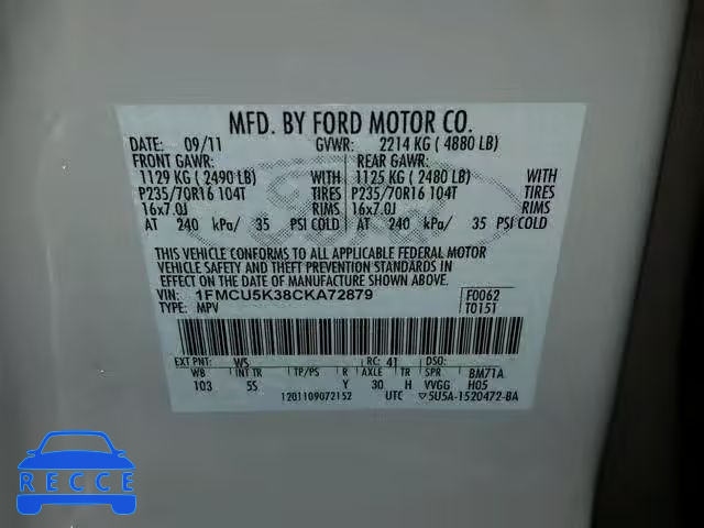 2012 FORD ESCAPE HYB 1FMCU5K38CKA72879 image 9